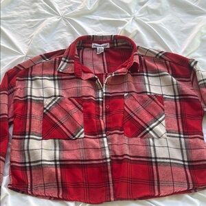 Charlotte Russe Red and Black Plaid Shirt